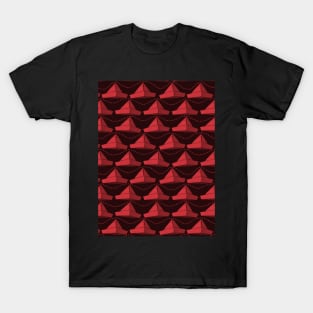 Paper Hats Pattern Dark Red T-Shirt